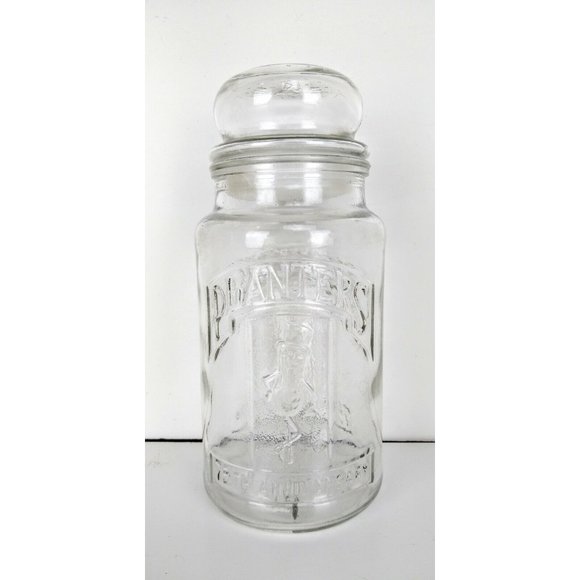 Vintage Kitchen Vtg 3 Planters Peanuts Mr Peanut Collectible Glass Canisters Anniversary